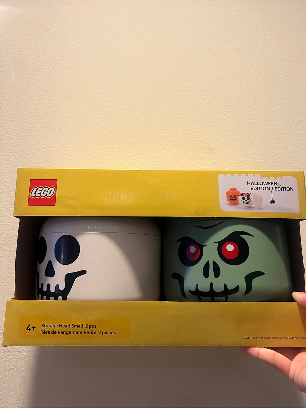 LEGO Halloween Edition Small Storage Heads Zombie Skeleton 2-Piece Set New